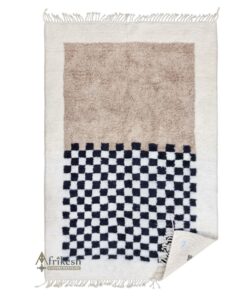 TULIN- Beni Ourain Rug – Checkered Custom Beige & Black Rug