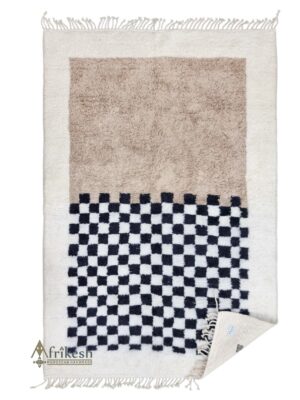 TULIN- Beni Ourain Rug – Checkered Custom Beige & Black Rug
