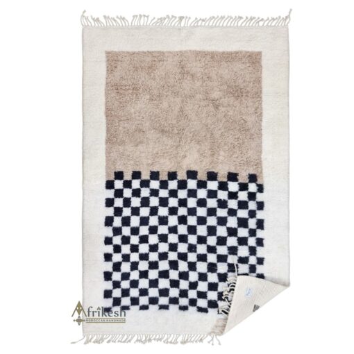 TULIN- Beni Ourain Rug – Checkered Custom Beige & Black Rug