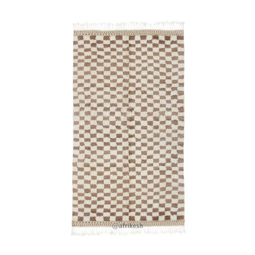 ATOBAR - Beni Ourain Rug – Checkered Brown & Cream Custom Rug