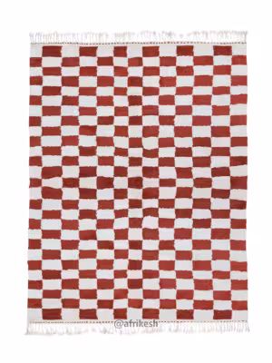 YATAR - Beni Ourain Rug – Checkered Custom Red & White Rug Sizes
