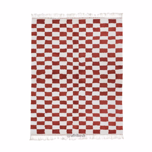 YATAR - Beni Ourain Rug – Checkered Custom Red & White Rug Sizes