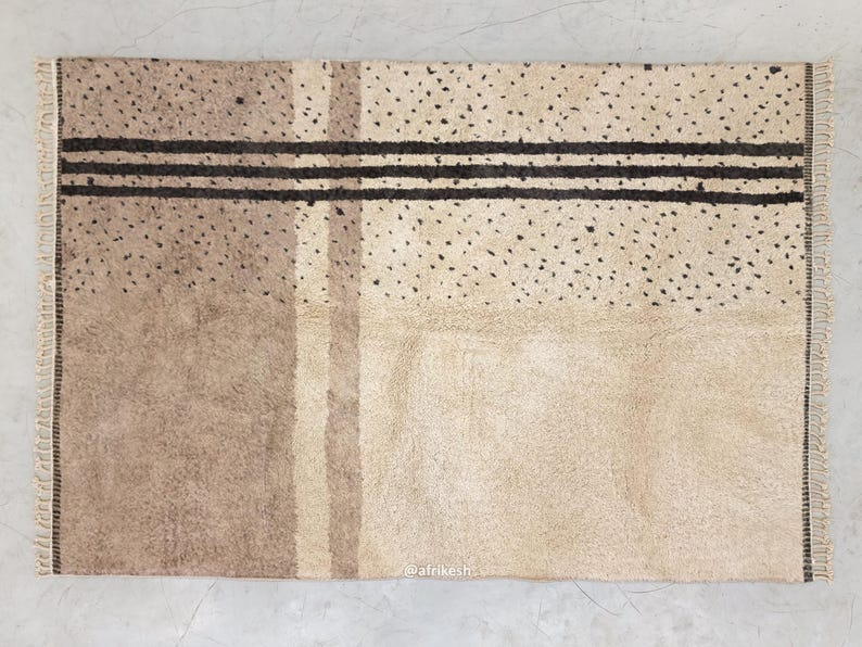 Ameni – Beige and White Rug- Beni Ourain Dotted Carpet– Custom Sizes - Image 6
