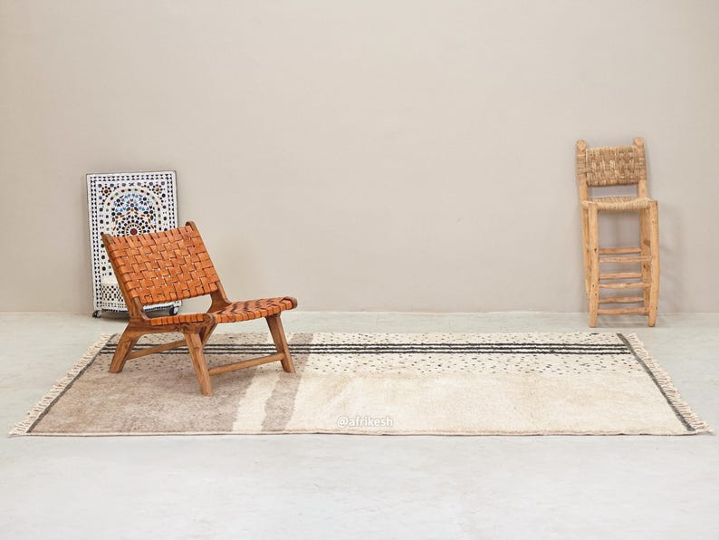 Ameni – Beige and White Rug- Beni Ourain Dotted Carpet– Custom Sizes - Image 3