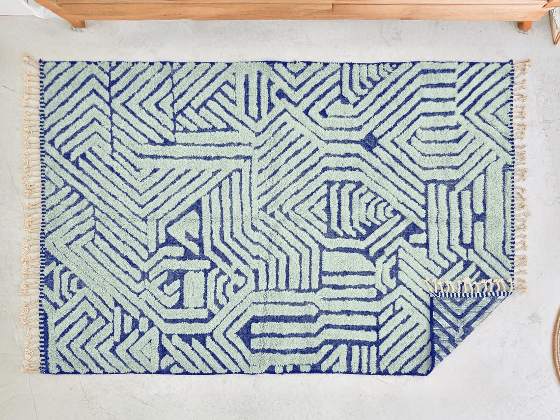 Horizon - Beni Ourain Rug –Blue & Sage Green Tufted Custom Rug - Image 6