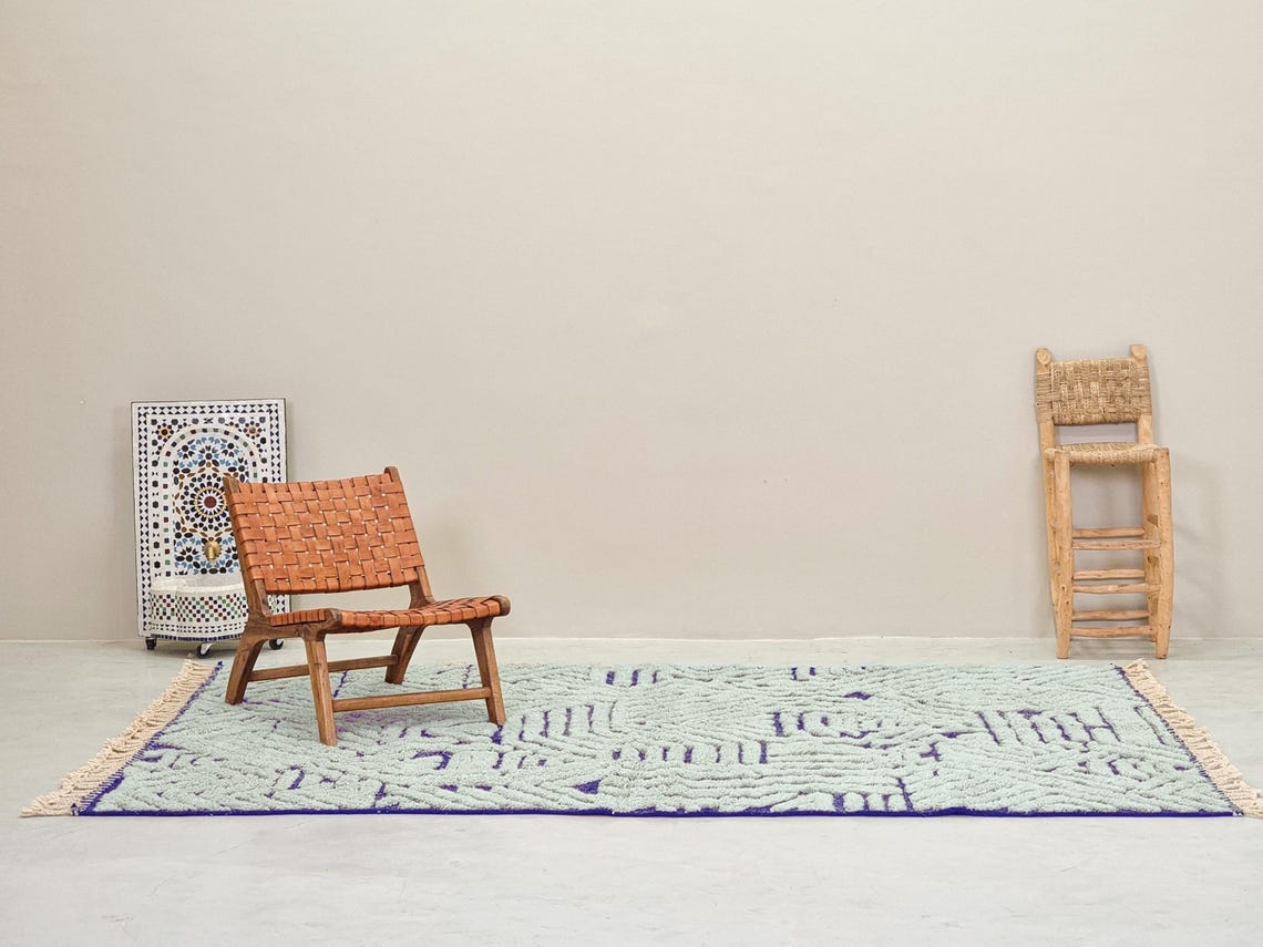 Horizon - Beni Ourain Rug –Blue & Sage Green Tufted Custom Rug - Image 4