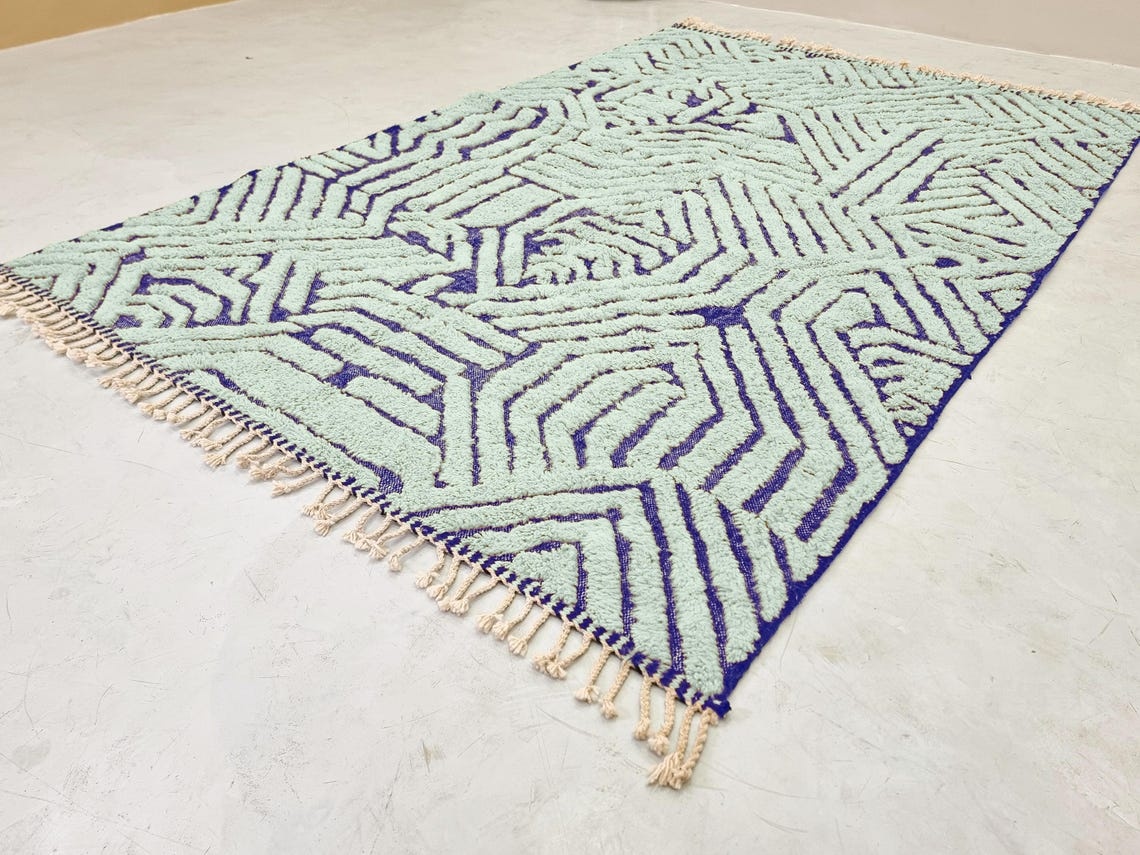 Horizon - Beni Ourain Rug –Blue & Sage Green Tufted Custom Rug - Image 3