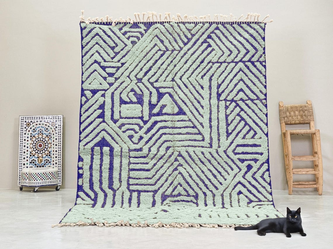 Horizon - Beni Ourain Rug –Blue & Sage Green Tufted Custom Rug - Image 2