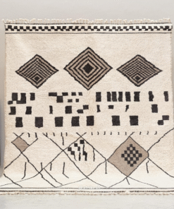 Laleh– Moroccan Beni Ourain Rug Black and White – Custom Geometric Berber Rug