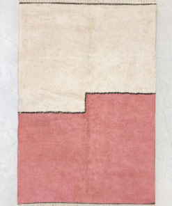 Tifawin– Pink And White Rug – Beni Ourain Abstract Custom Rug