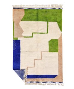 Zahira– White And Green Rug – Gorgeous Beni Ourain Abstract Custom Rug