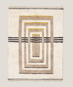 Aderfi– Beni Ourain Beige and White Rug – Custom Geometric Rug