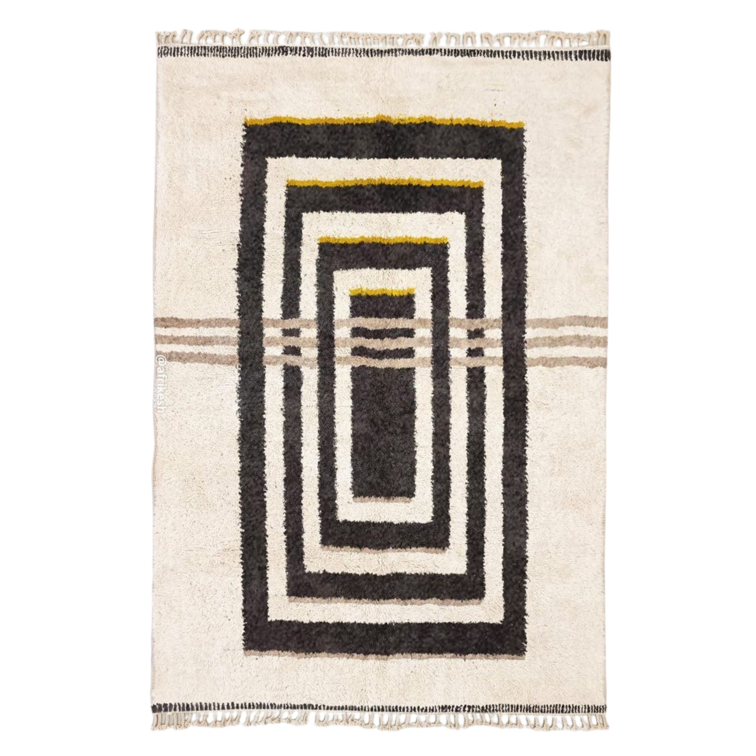 Aderfi– Beni Ourain Black and White Rug – Custom Geometric Rug