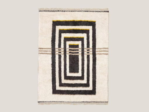 Aderfi– Beni Ourain Black and White Rug – Custom Geometric Rug