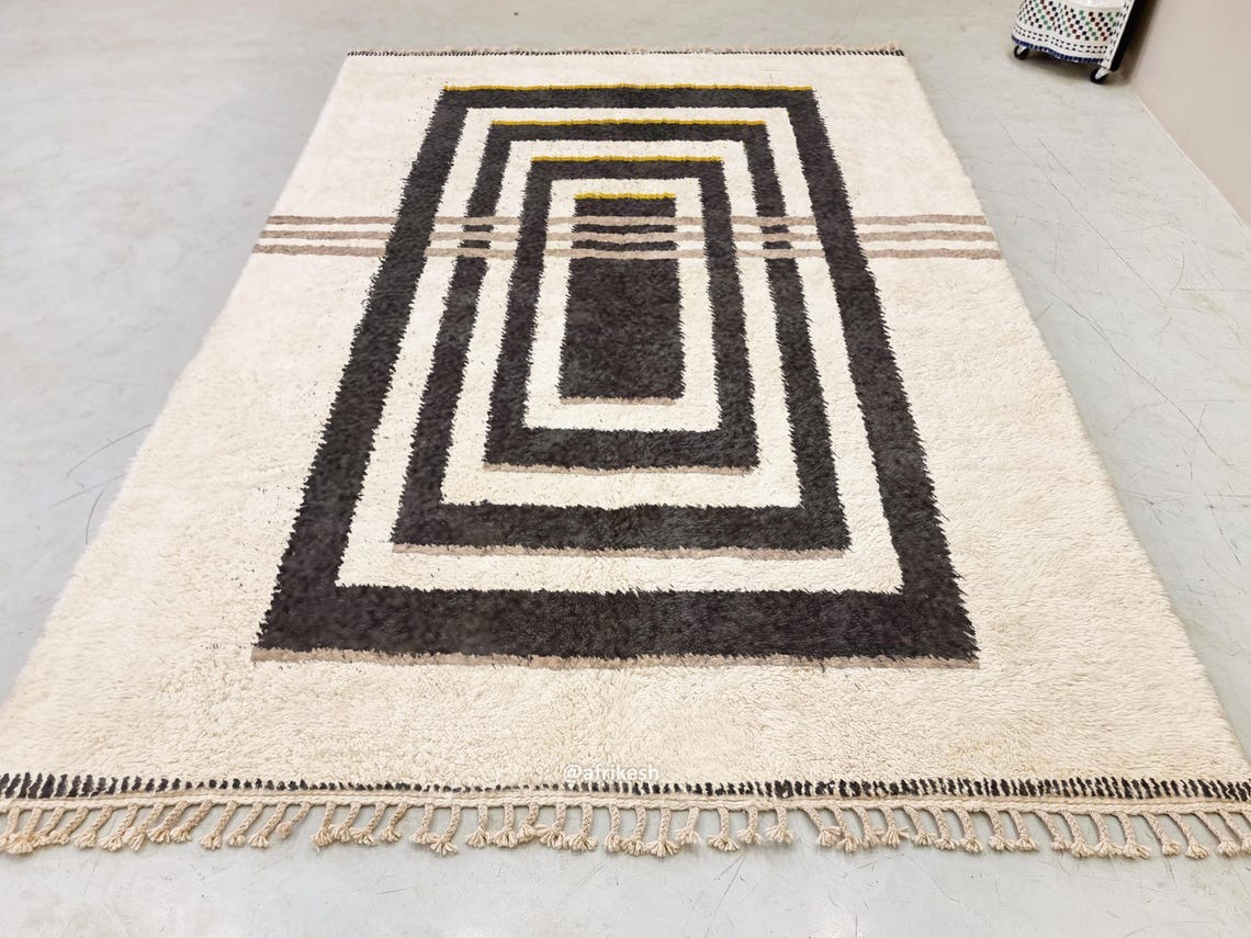 Aderfi– Beni Ourain Black and White Rug – Custom Geometric Rug - Image 4