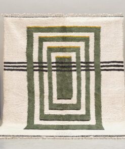 Alternative view of Aderfi – Beni Ourain Green and White Rug – Custom Geometric Rug