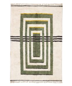 Aderfi – Beni Ourain Green and White Rug – Custom Geometric Rug