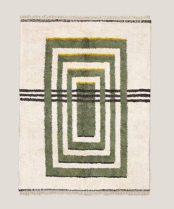 Aderfi – Beni Ourain Green and White Rug – Custom Geometric Rug