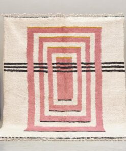Alternative view of Aderfi– Beni Ourain Pink and White Rug – Handmade Custom Geometric Rug