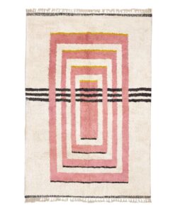 Aderfi– Beni Ourain Pink and White Rug – Handmade Custom Geometric Rug