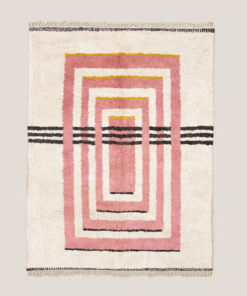 Aderfi– Beni Ourain Pink and White Rug – Handmade Custom Geometric Rug