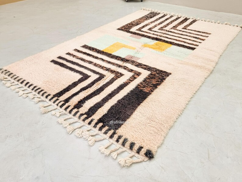 Aghilas – White and Black Striped Rug | Moroccan Beni Ourain Rug – Custom Sizes - Image 3
