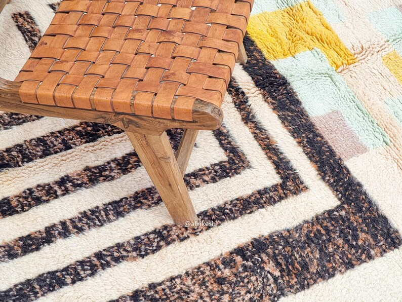 Aghilas – White and Black Striped Rug | Moroccan Beni Ourain Rug – Custom Sizes - Image 6