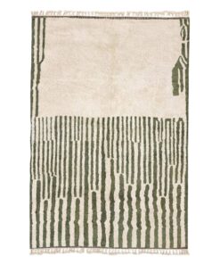 Ahlam– Green and White Striped Rug | Moroccan Beni Ourain Rug – Custom Sizes