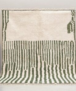 Alternative view of Ahlam– Green and White Striped Rug | Moroccan Beni Ourain Rug – Custom Sizes