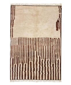 Ahlam– White and Brown Striped Rug | Moroccan Beni Ourain Rug – Custom Sizes