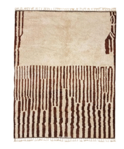 Ahlam– White and Brown Striped Rug | Moroccan Beni Ourain Rug – Custom Sizes