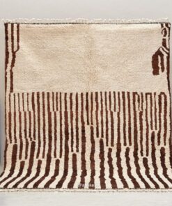 Alternative view of Ahlam– White and Brown Striped Rug | Moroccan Beni Ourain Rug – Custom Sizes