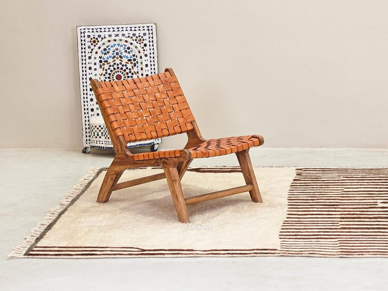 Ahlam– White and Brown Striped Rug | Moroccan Beni Ourain Rug – Custom Sizes - Image 5