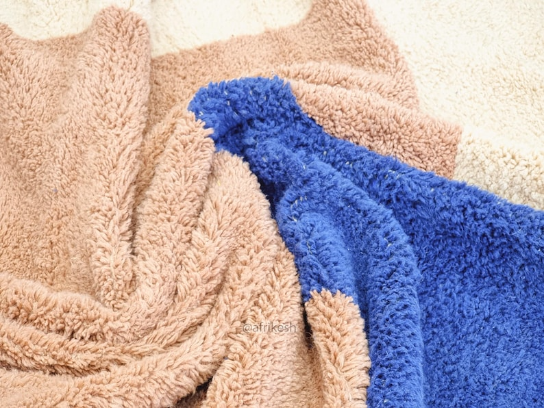 Akal –  Brown and Blue Rug – Beni Ourain Abstract Custom Rug - Image 7