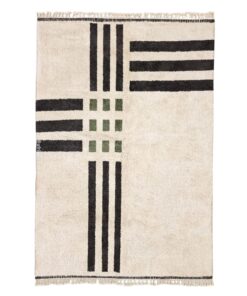 Amalina – Moroccan Beni Ourain White and Black Rug – Custom Geometric Rug