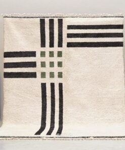 Alternative view of Amalina – Moroccan Beni Ourain White and Black Rug – Custom Geometric Rug