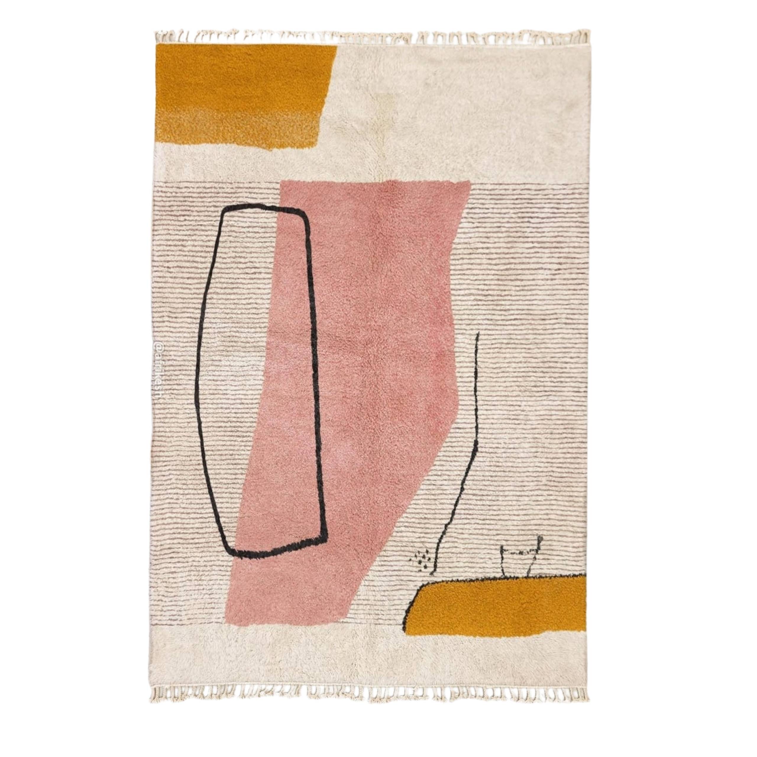 AMAYAS – Pink And White Rug – Beni Ourain Abstract Custom Rug
