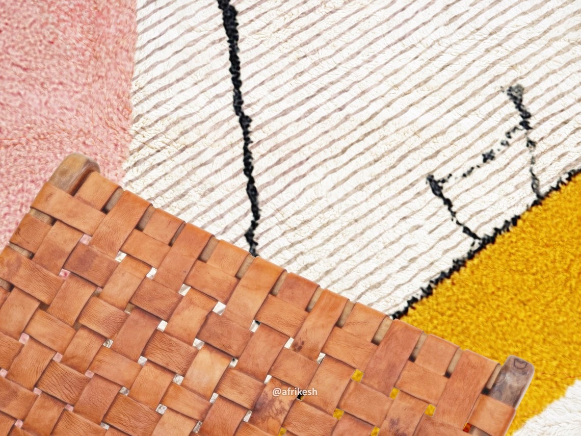 AMAYAS – Pink And White Rug – Beni Ourain Abstract Custom Rug - Image 7