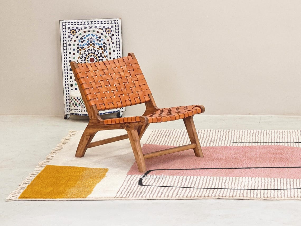 AMAYAS – Pink And White Rug – Beni Ourain Abstract Custom Rug - Image 6