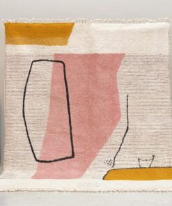 Alternative view of AMAYAS – Pink And White Rug – Beni Ourain Abstract Custom Rug