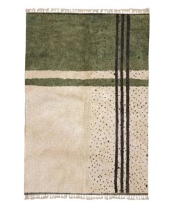 Ameni – Green and White Rug- Beni Ourain Dotted Carpet– Custom Sizes