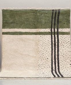 Ameni – Green and White Rug- Beni Ourain Dotted Carpet– Custom Sizes