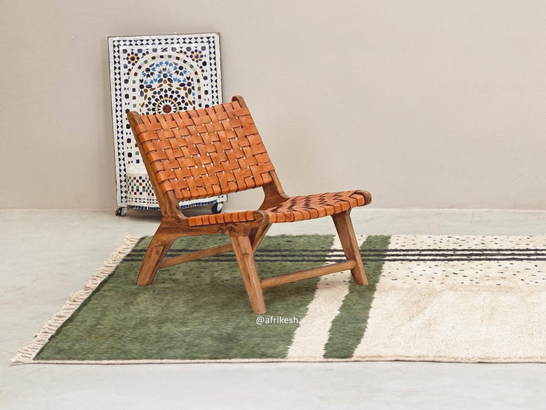 Ameni – Green and White Rug- Beni Ourain Dotted Carpet– Custom Sizes - Image 4