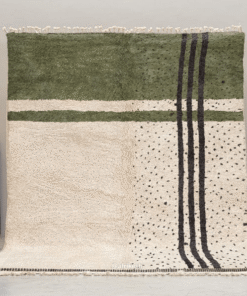 Ameni – Green and White Rug- Beni Ourain Dotted Carpet– Custom Sizes