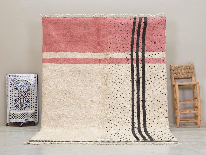 Ameni – Pink and White Carpet - Beni Ourain Dotted Rug – Custom Sizes