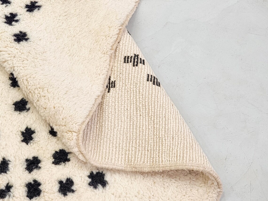 AMNAY-Blue And White Moroccan Carpet-Custom Beni Ourain Dotted Rug - Image 7