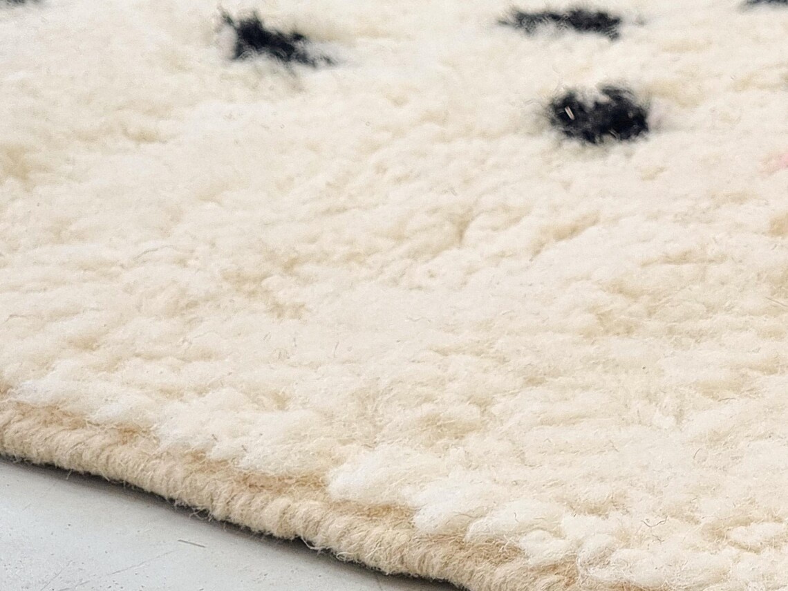 AMNAY-Blue And White Moroccan Carpet-Custom Beni Ourain Dotted Rug - Image 6