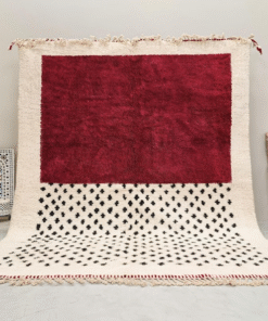 AMNAY-Moroccan Maroon And White Rug-Custom Beni Ourain Dotted Carpet