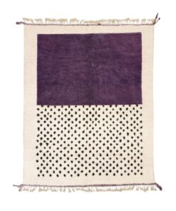 AMNAY-Moroccan Dark Purple And White Rug-Custom Beni Ourain Dotted Carpet