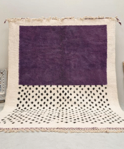 AMNAY-Moroccan Dark Purple And White Rug-Custom Beni Ourain Dotted Carpet